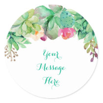 Floral Succulent Baby Shower Classic Round Sticker
