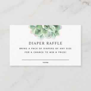 Floral succulent. Baby Shower Diaper Raffle ticket Enclosure Card
