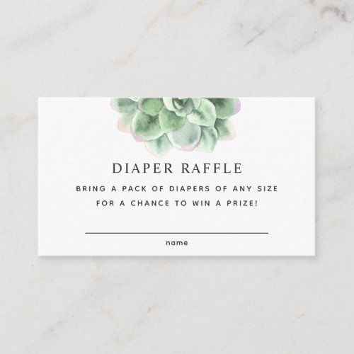 Floral succulent Baby Shower Diaper Raffle ticket Enclosure Card