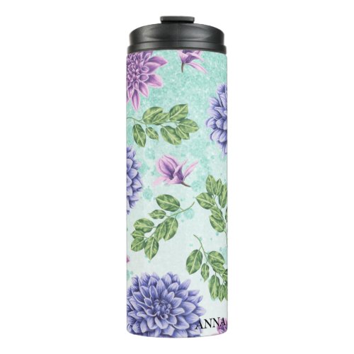  Floral Succulent Glitter Girly Thermal Tumbler