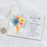 Floral Succulent Macaron Bridal Shower Acrylic Invitations<br><div class="desc">Floral Succulent Macaron Bridal Shower Acrylic Invitations features elegant watercolor flowers and macarons in an ice cream cone in soft coral,  teal,  blue and yellow. Designed for you by Evco Studio www.zazzle.com/store/evcostudio</div>