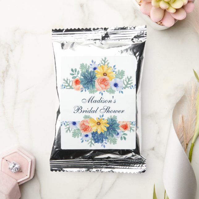 Floral Succulent Macaron Bridal Shower Coffee Drink Mix (Wedding)
