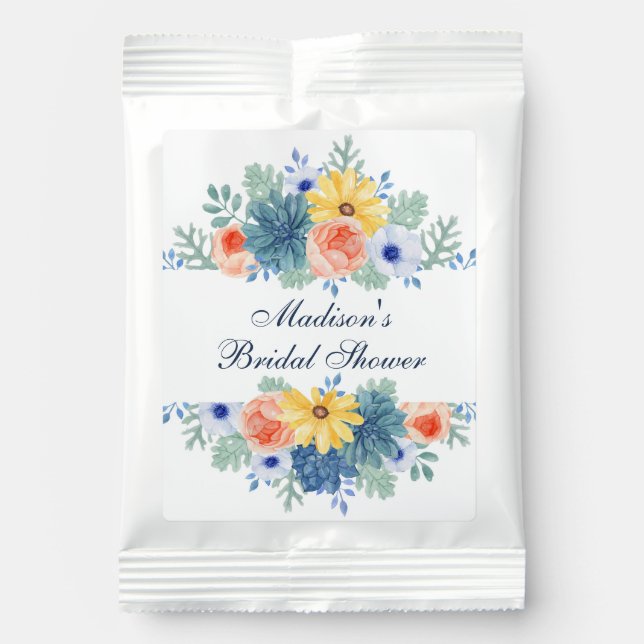 Floral Succulent Macaron Bridal Shower Lemonade Drink Mix (Front)