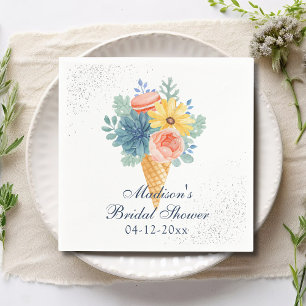 Floral Succulent Macaron Bridal Shower Napkins
