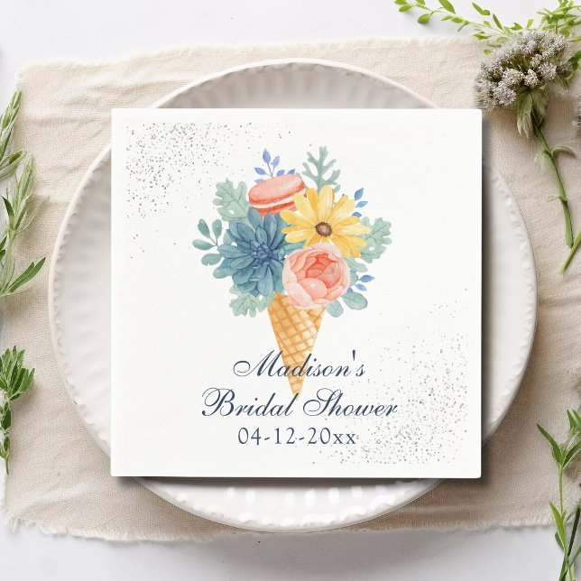 Floral Succulent Macaron Bridal Shower Napkins (Creator Uploaded)