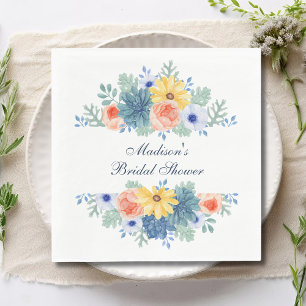 Floral Succulent Macaron Bridal Shower Napkins
