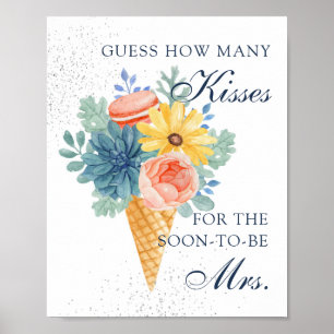 Floral Succulent Macaron Bridal Shower Party Game Poster