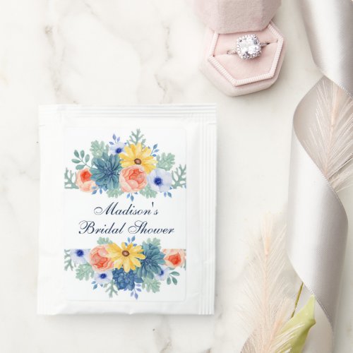 Floral Succulent Macaron Bridal Shower Tea Bag Drink Mix