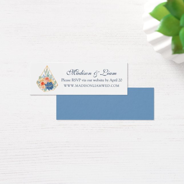 Floral Succulent Macaron Wedding RSVP Cards (Desk)