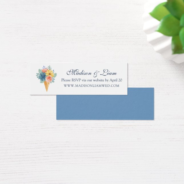 Floral Succulent Macaron Wedding RSVP Cards (Desk)