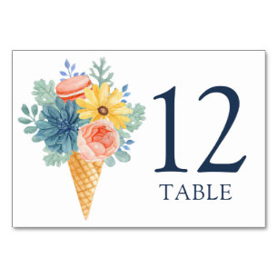 Floral Succulent Macaron   Wedding Table Number
