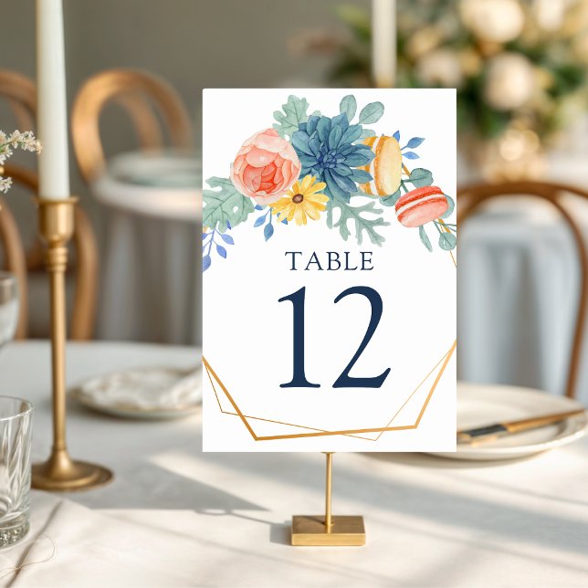 Floral Succulent Macaron | Wedding Table Number (Creator Uploaded)