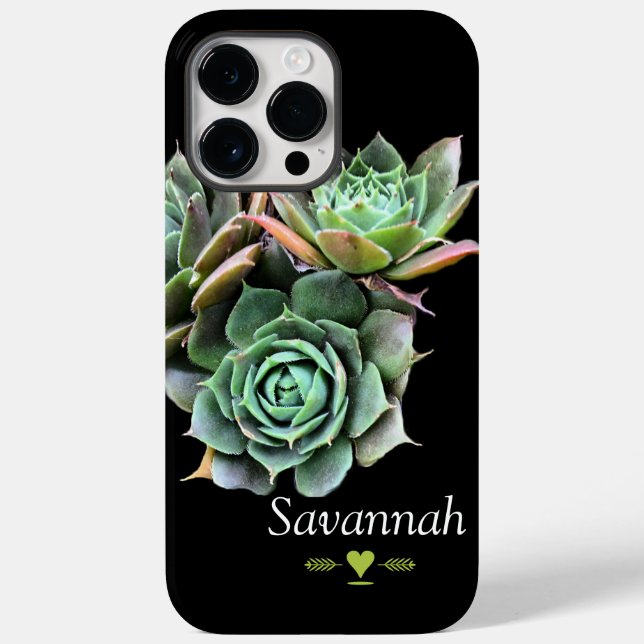 Floral Succulent on Black i Case-Mate iPhone Case (Back)