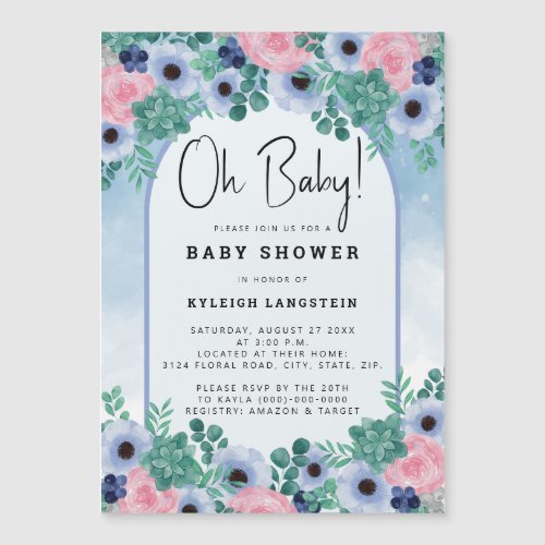 Floral Succulent Watercolor Baby Shower