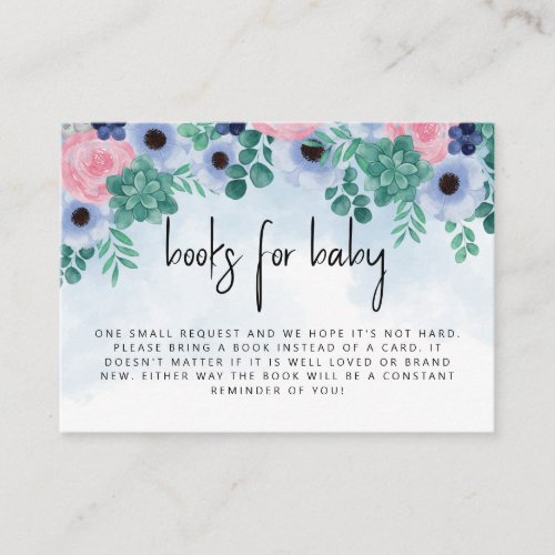 Floral Succulent Watercolor Baby Shower Enclosure Card