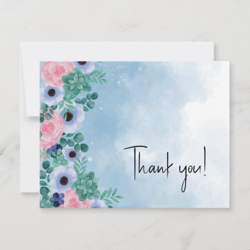 Floral Succulent Watercolor Baby Shower Thank You Card