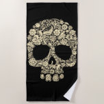 Floral Sugar Skull Beach Towel