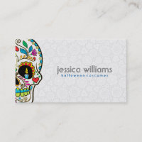 Floral Sugar Skull Burning Candles Business Card