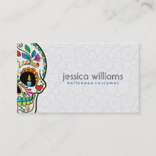 Floral Sugar Skull Burning Candles Business Card