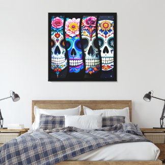 Floral Sugar Skull  Canvas Print