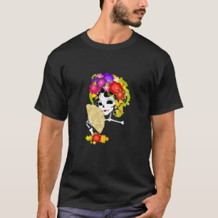 Floral Sugar Skull Colorful Flowers Graphic Tee