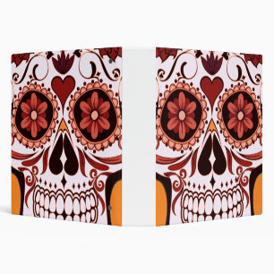 Floral Sugar Skull Day of the Dead Art 3 Ring Binder