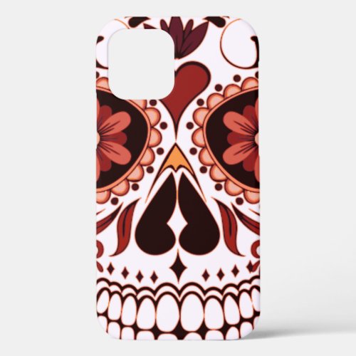 Floral Sugar Skull Day of the Dead Art iPhone 12 Case