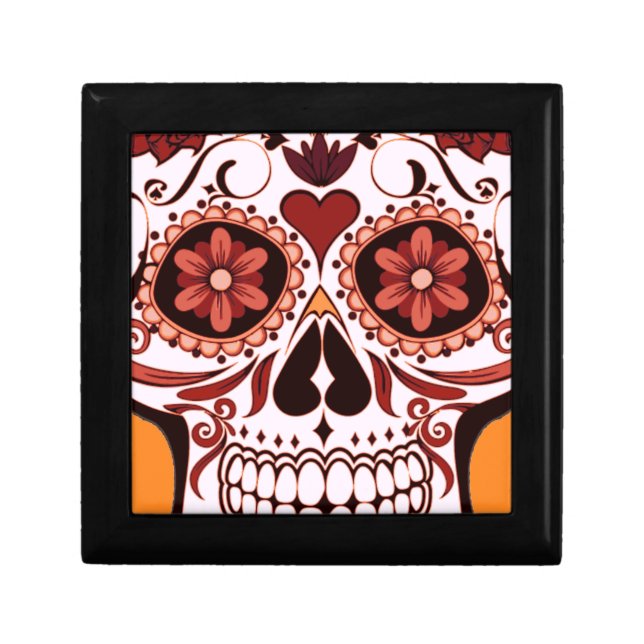 Floral Sugar Skull Day of the Dead Art Gift Box (Front)