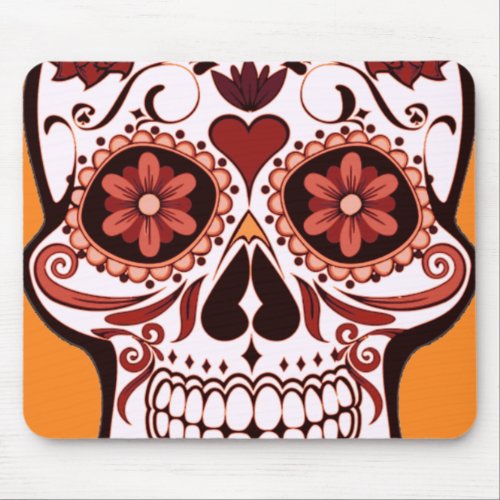 Floral Sugar Skull Day of the Dead Art Mouse Pad