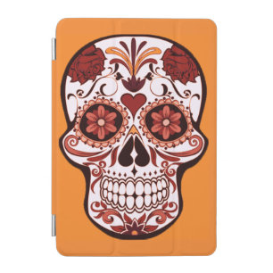 Floral Sugar Skull Day of the Dead Art Orange iPad Mini Cover