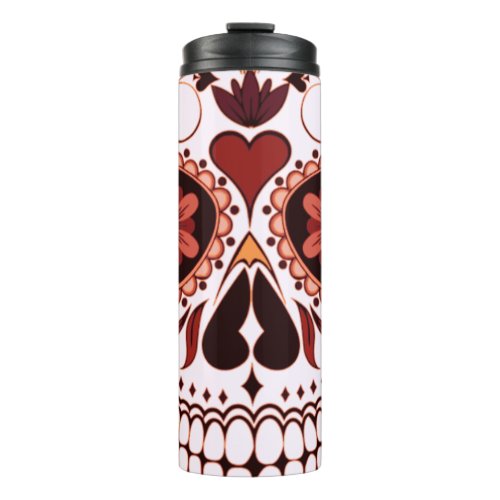 Floral Sugar Skull Day of the Dead Art Thermal Tumbler