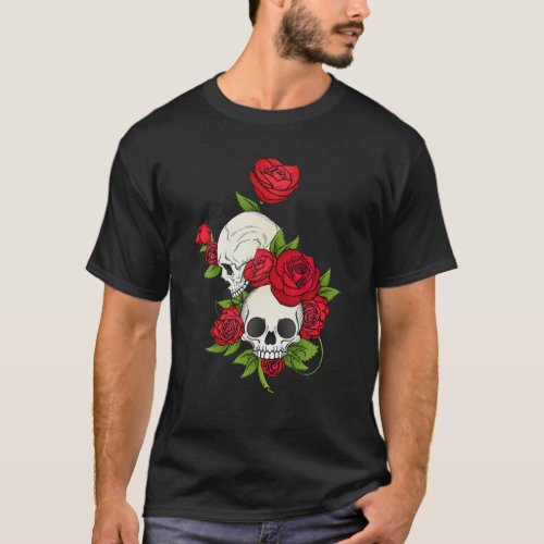 Floral Sugar Skull Day Of The Dead Dia De Muertos T_Shirt