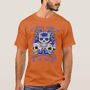 Floral Sugar Skull Day of the Dead Dia De Muertos T-Shirt