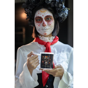 Floral Sugar Skull Dia de los Muertos Calavera Bone China Mug