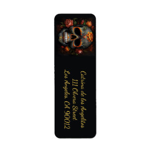 Floral Sugar Skull Dia de los Muertos Calavera Label