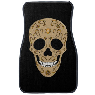 Floral Sugar Skull Dia de los Muertos Car Floor Mat