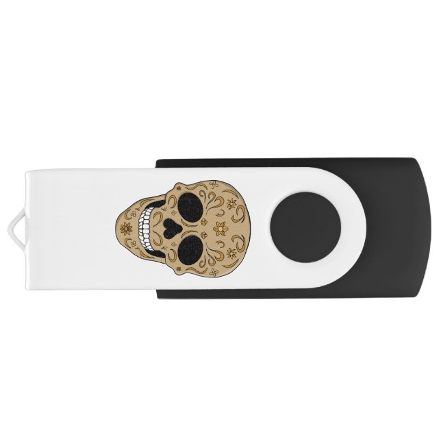 Floral Sugar Skull Dia de los Muertos Flash Drive (Back)