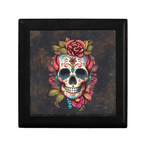 Floral Sugar Skull Da de los Muertos   Gift Box