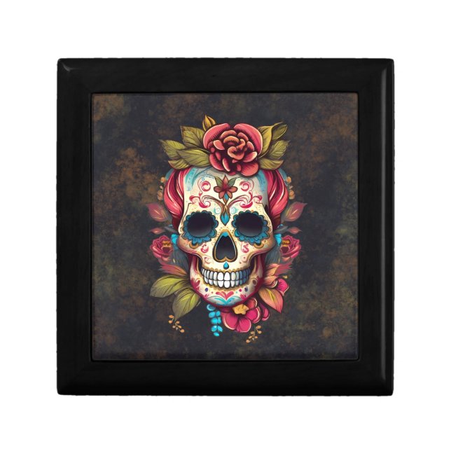 Floral Sugar Skull Día de los Muertos   Gift Box (Front)