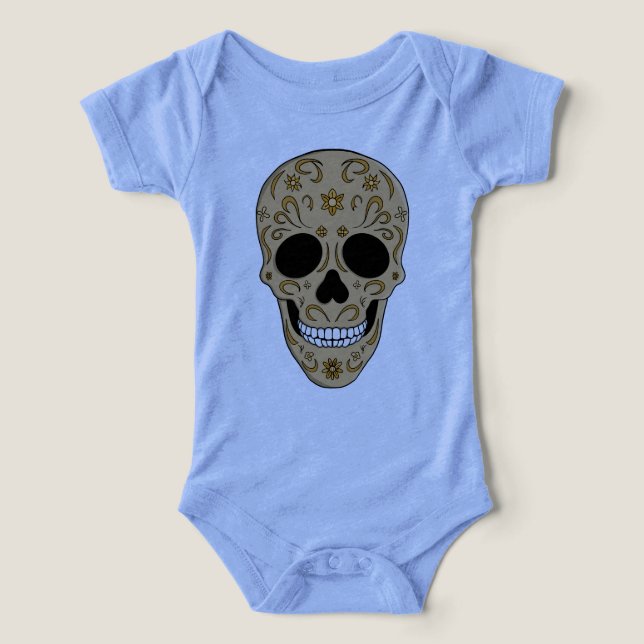Floral Sugar Skull Dia de los Muertos Infant T-shirt (Design Front)