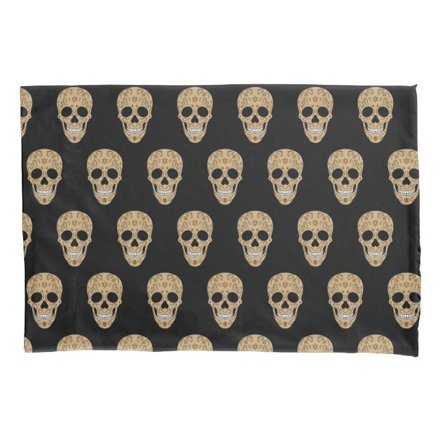 Floral Sugar Skull Dia de los Muertos Pillow Case (Front)