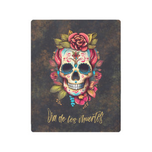Floral Sugar Skull Día de los Muertos Spanish  Metal Print