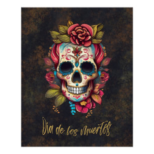 Floral Sugar Skull Día de los Muertos Spanish Poster