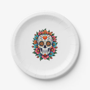Floral Sugar Skull Dia De Muertos Day of The Dead Paper Plates