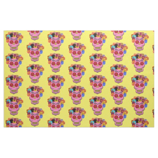 Floral Sugar Skull Fabric