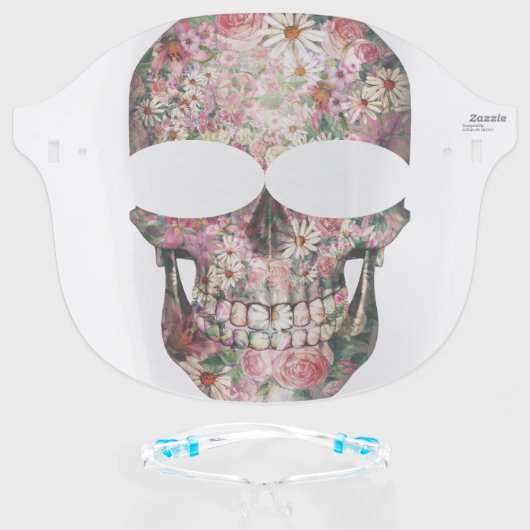 Floral Sugar Skull Face Shield (Front w/Glasses)