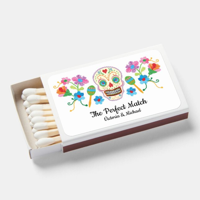 Floral Sugar Skull Fiesta Matchboxes (Front Open)
