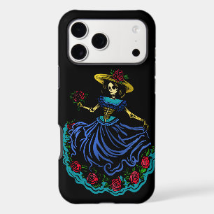 Floral sugar skull la catrina blue skeleton iPhone 17 pro max case