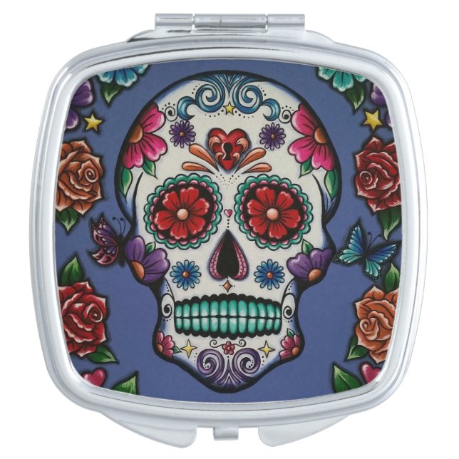 Floral Sugar Skull Mirror (Front)