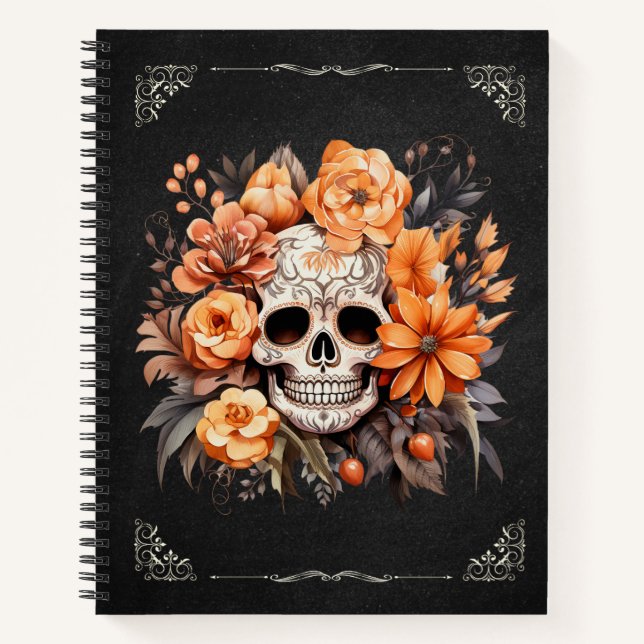 Floral Sugar Skull Notebook (Front)